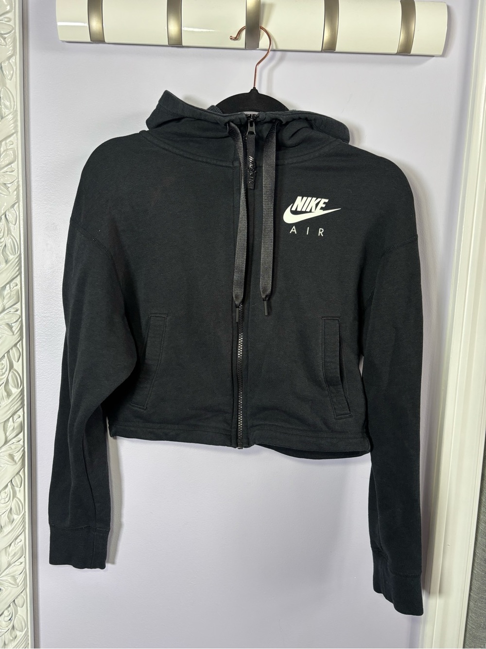 Nike Black Women's Zip Front Cropped Hoodie Size XS
